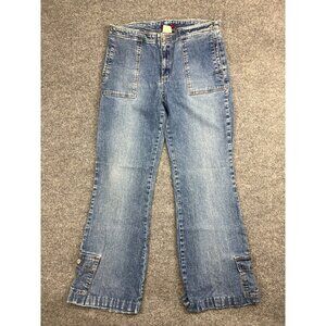 VNTG Nissi Bootcut Jeans Women's 12 Blue Ankle Cargo Pockets Stretch USA Made